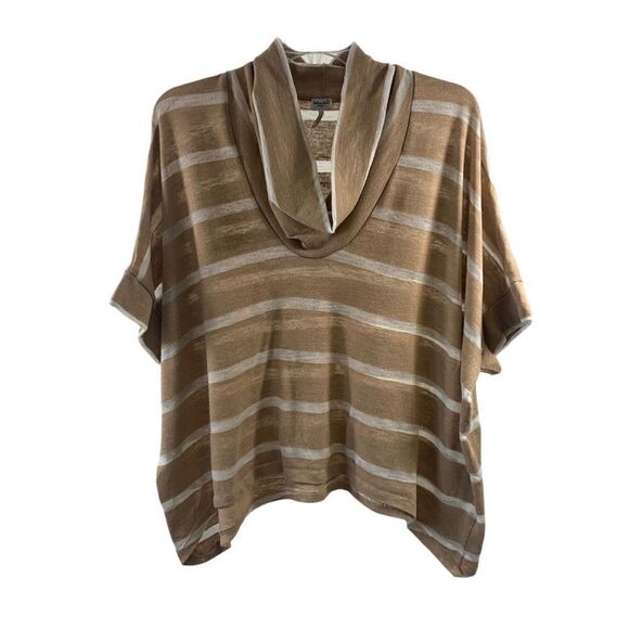 Splendid Beige Striped Short Sleeve Top Size S - Picture 1 of 8